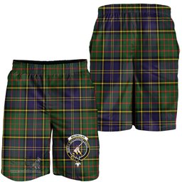 ScotsTee Shop Scottish MacMillan Hunting Modern Clan Crest Mens Tartan Short