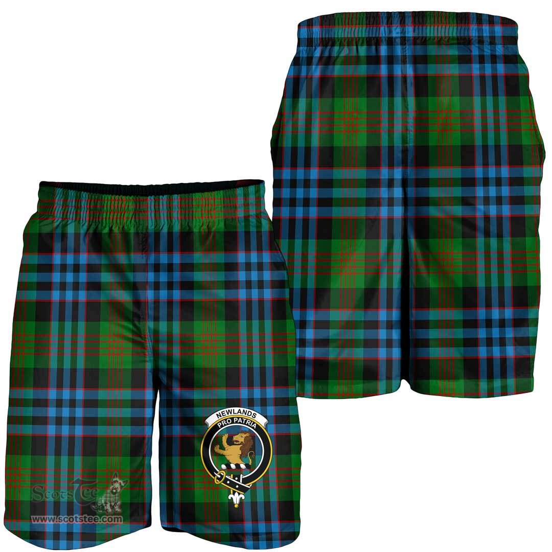 ScotsTee Shop Scottish Newlands of Lauriston Clan Crest Mens Tartan Short