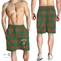 ScotsTee Shop Scottish Menzies Green Ancient Clan Crest Mens Tartan Short