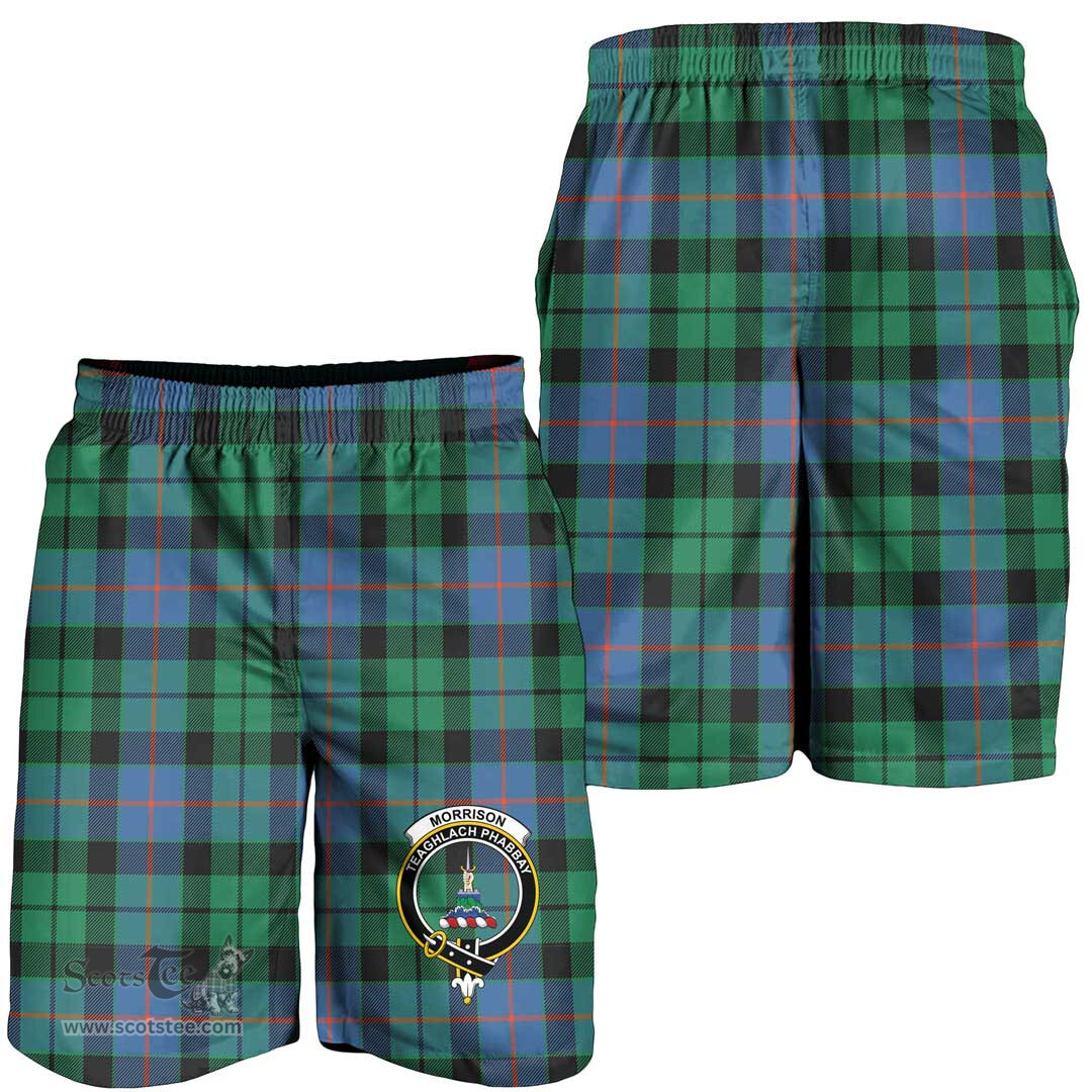 ScotsTee Shop Scottish Morrison Ancient Clan Crest Mens Tartan Short