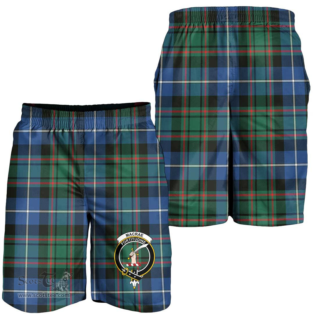 ScotsTee Shop Scottish MacRae Hunting Ancient Clan Crest Mens Tartan Short
