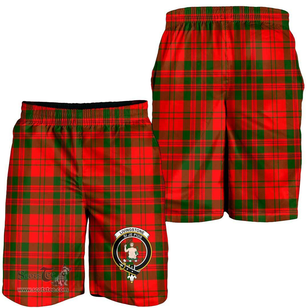 ScotsTee Shop Scottish Livingstone Modern Clan Crest Mens Tartan Short