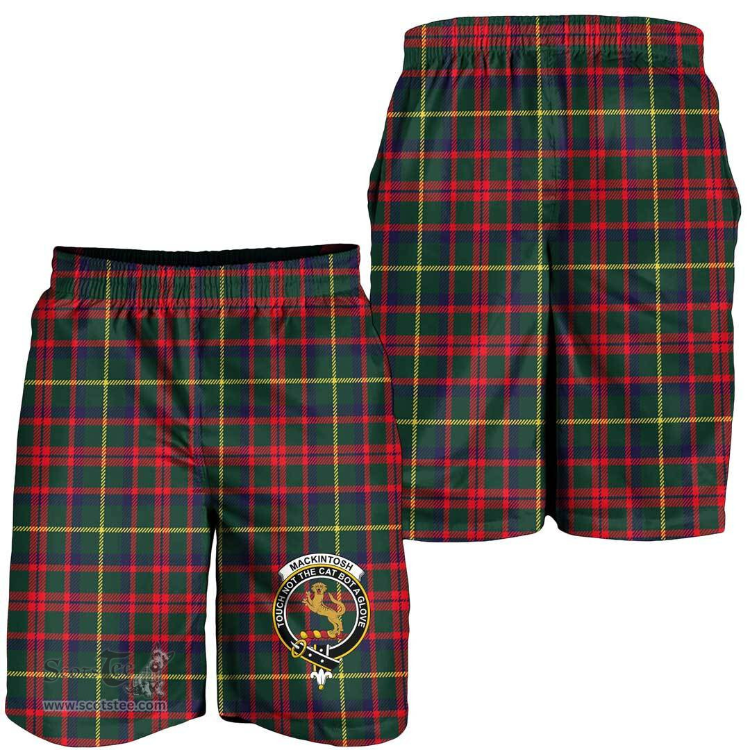 ScotsTee Shop Scottish MacKintosh Hunting Modern Clan Crest Mens Tartan Short