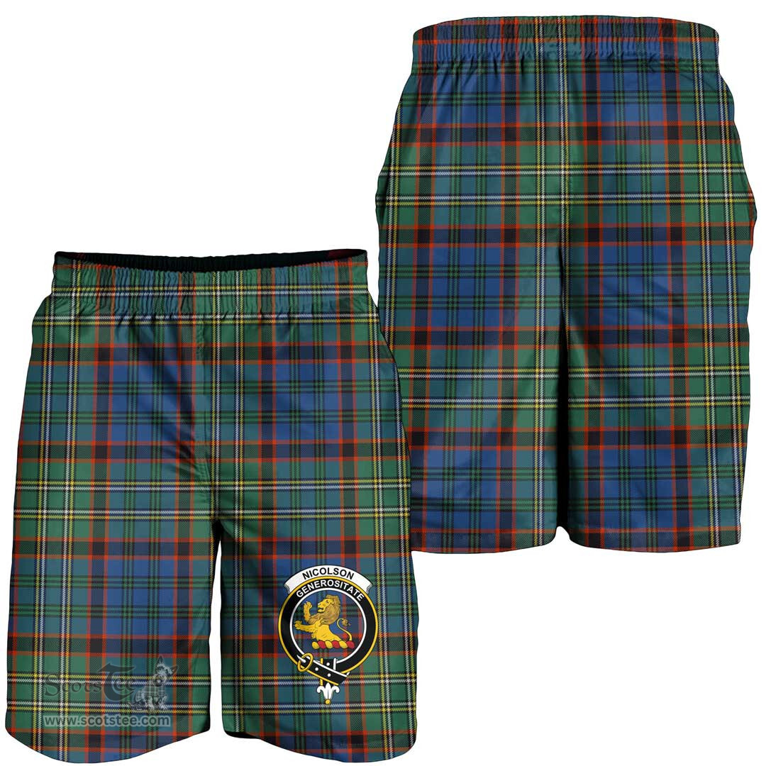 ScotsTee Shop Scottish Nicolson Hunting Ancient Clan Crest Mens Tartan Short