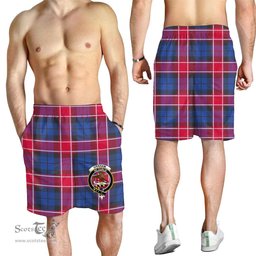 ScotsTee Shop Scottish Graham of Menteith Red Clan Crest Mens Tartan Short