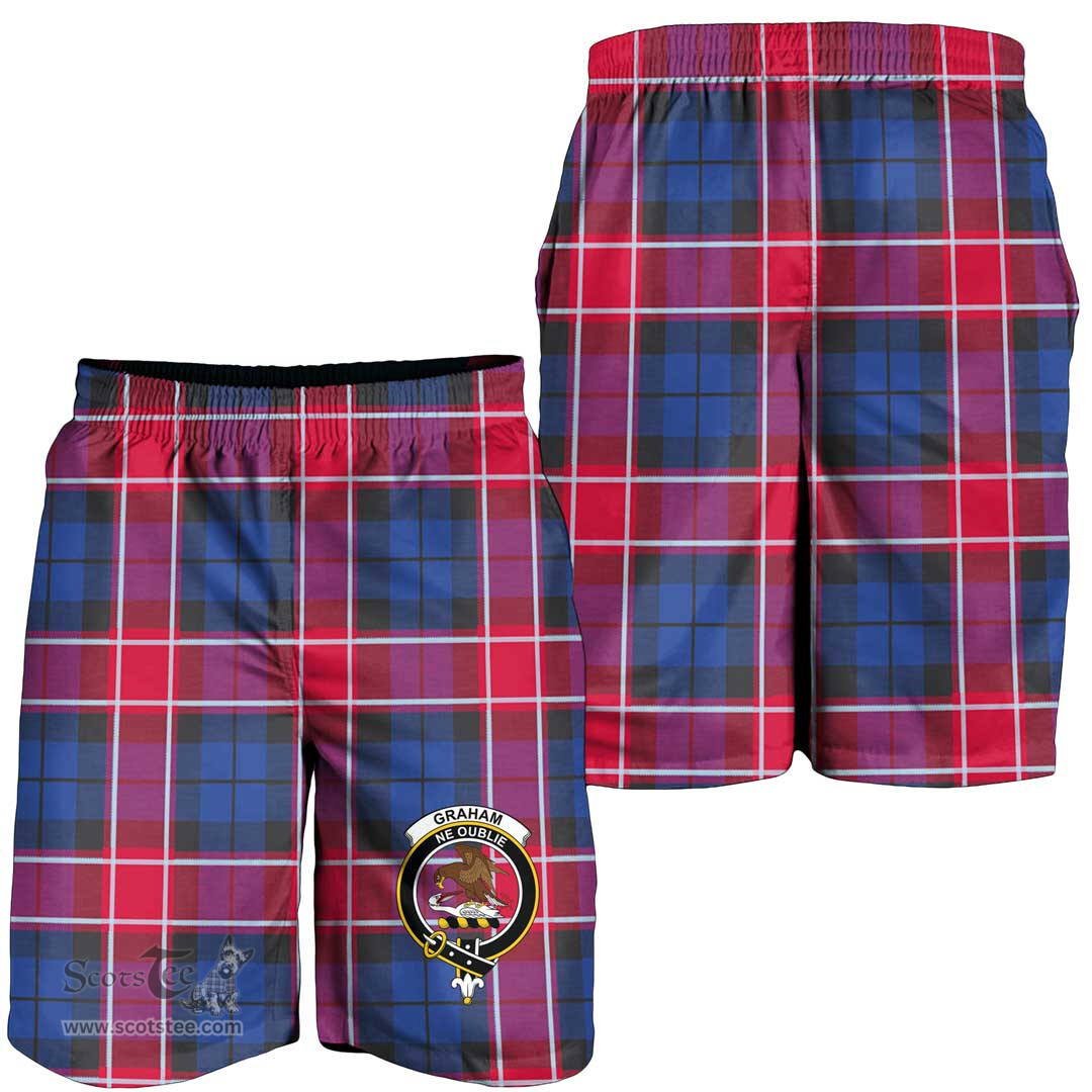 ScotsTee Shop Scottish Graham of Menteith Red Clan Crest Mens Tartan Short