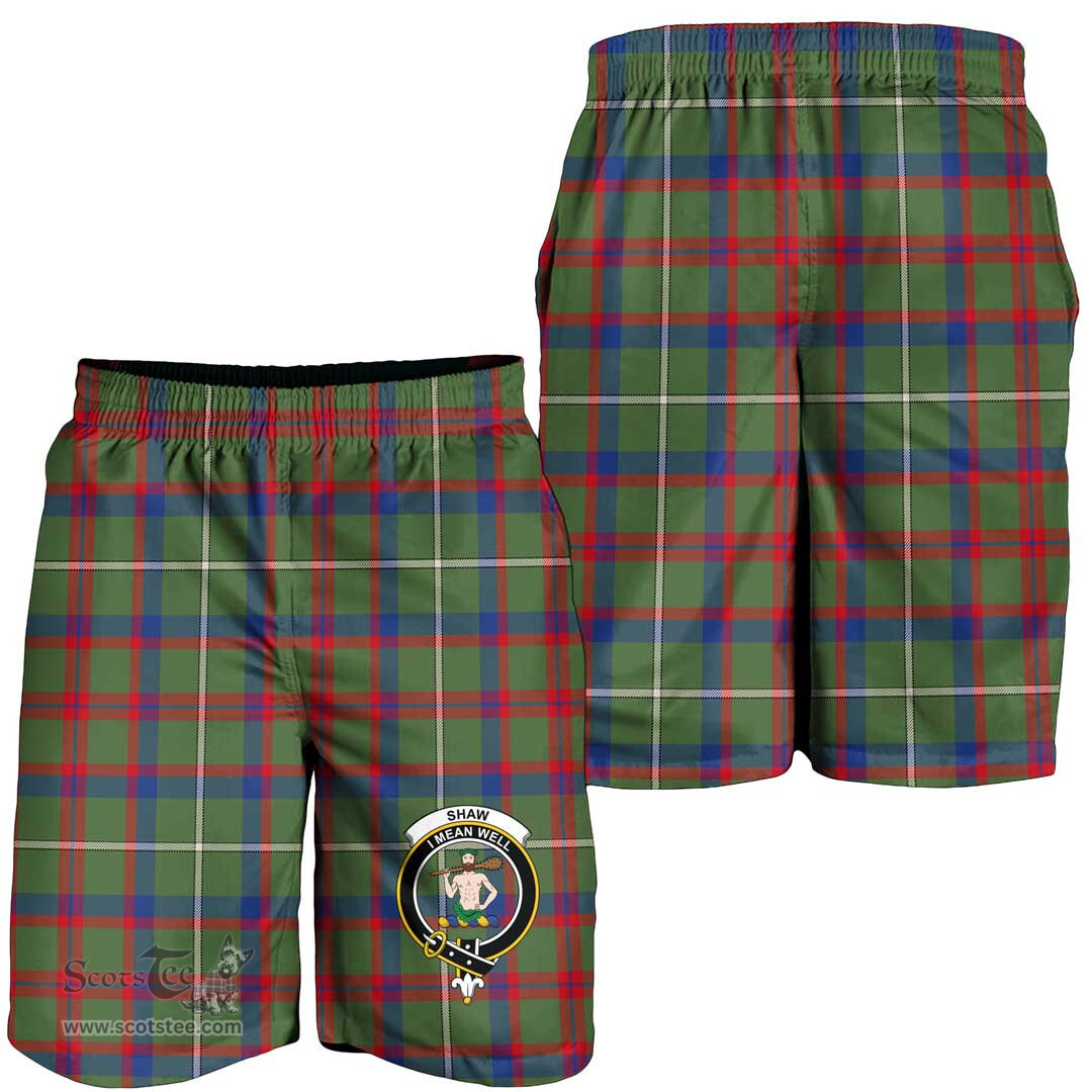 ScotsTee Shop Scottish Shaw Green Modern Clan Crest Mens Tartan Short