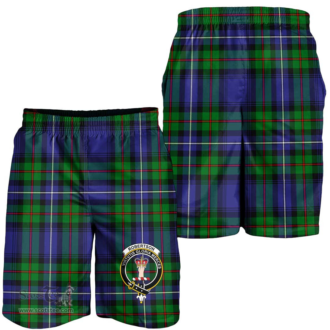 ScotsTee Shop Scottish Robertson Hunting Modern Clan Crest Mens Tartan Short