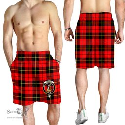 ScotsTee Shop Scottish Wallace Hunting Red Clan Crest Mens Tartan Short