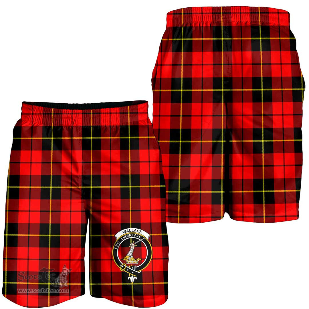 ScotsTee Shop Scottish Wallace Hunting Red Clan Crest Mens Tartan Short