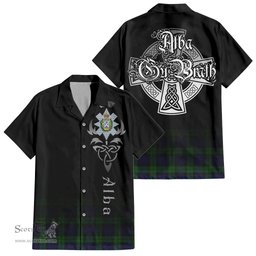ScotsTee Shop Scottish Black Watch Clan Crest Tartan Alba Gu Brath Celtic Inspired Tartan Short Sleeve Shirt