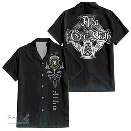 ScotsTee Shop Scottish Buchanan Hunting Clan Crest Tartan Alba Gu Brath Celtic Inspired Tartan Short Sleeve Shirt