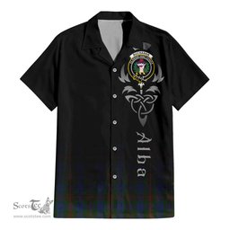 ScotsTee Shop Scottish Buchanan Hunting Clan Crest Tartan Alba Gu Brath Celtic Inspired Tartan Short Sleeve Shirt