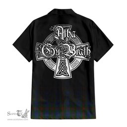 ScotsTee Shop Scottish Buchanan Hunting Clan Crest Tartan Alba Gu Brath Celtic Inspired Tartan Short Sleeve Shirt