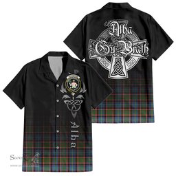 ScotsTee Shop Scottish Aikenhead Clan Crest Tartan Alba Gu Brath Celtic Inspired Tartan Short Sleeve Shirt