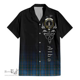 ScotsTee Shop Scottish Bain Clan Crest Tartan Alba Gu Brath Celtic Inspired Tartan Short Sleeve Shirt