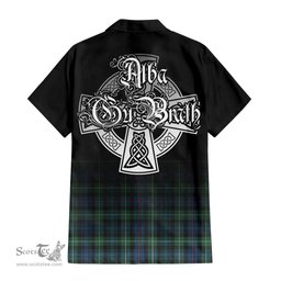 ScotsTee Shop Scottish Baillie Ancient Clan Crest Tartan Alba Gu Brath Celtic Inspired Tartan Short Sleeve Shirt