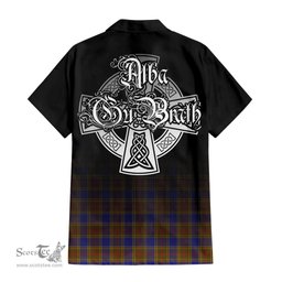 ScotsTee Shop Scottish Balfour Modern Clan Crest Tartan Alba Gu Brath Celtic Inspired Tartan Short Sleeve Shirt