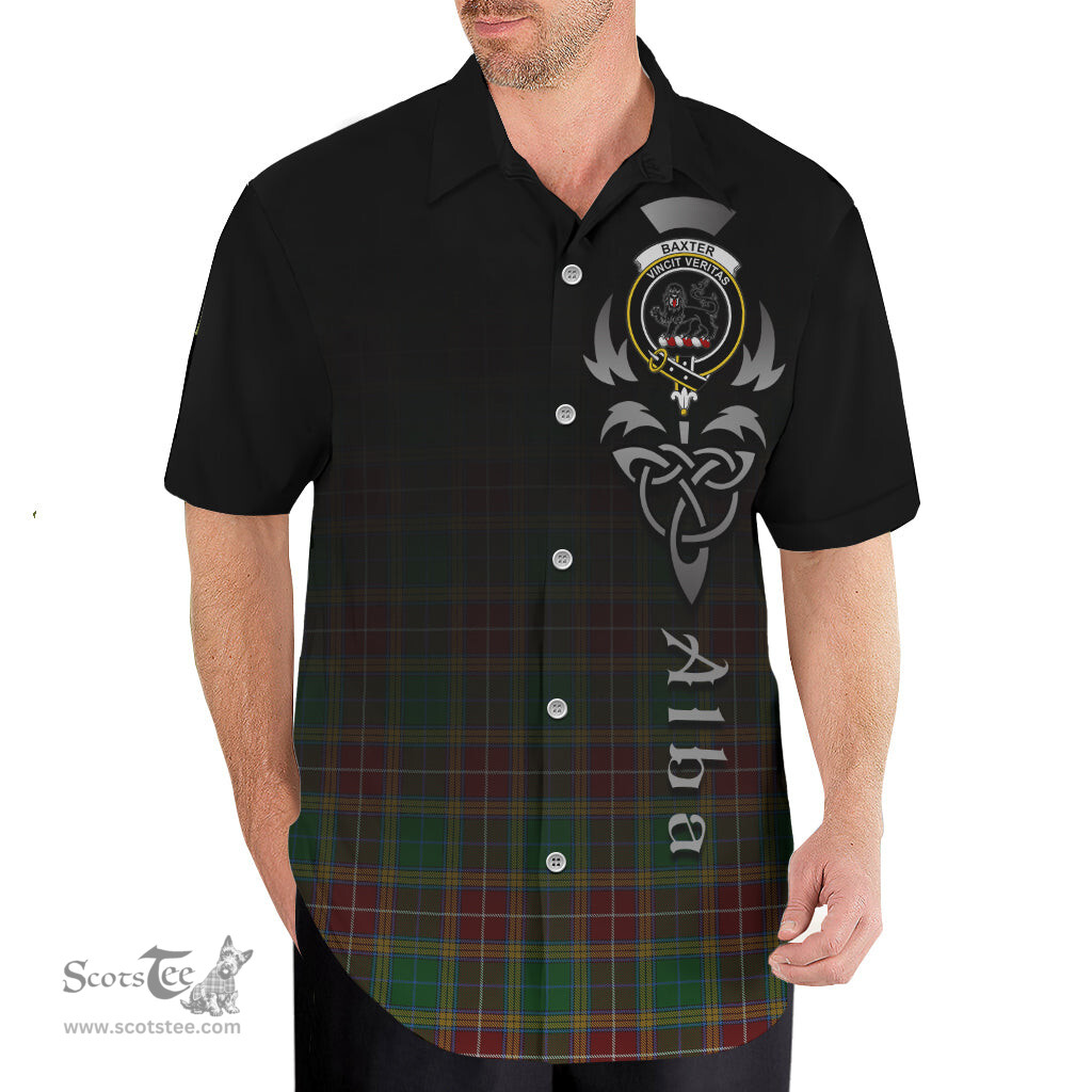 ScotsTee Shop Scottish Baxter Clan Crest Tartan Alba Gu Brath Celtic Inspired Tartan Short Sleeve Shirt
