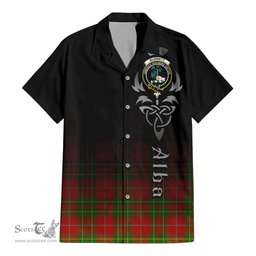 ScotsTee Shop Scottish Burnett Ancient Clan Crest Tartan Alba Gu Brath Celtic Inspired Tartan Short Sleeve Shirt