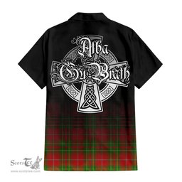 ScotsTee Shop Scottish Burnett Ancient Clan Crest Tartan Alba Gu Brath Celtic Inspired Tartan Short Sleeve Shirt