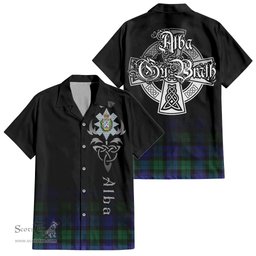 ScotsTee Shop Scottish Black Watch Modern Clan Crest Tartan Alba Gu Brath Celtic Inspired Tartan Short Sleeve Shirt