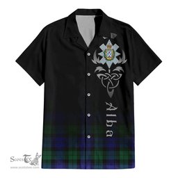 ScotsTee Shop Scottish Black Watch Modern Clan Crest Tartan Alba Gu Brath Celtic Inspired Tartan Short Sleeve Shirt