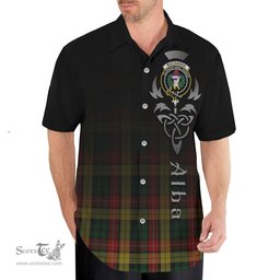 ScotsTee Shop Scottish Buchanan Clan Crest Tartan Alba Gu Brath Celtic Inspired Tartan Short Sleeve Shirt