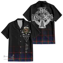 ScotsTee Shop Scottish Agnew Modern Clan Crest Tartan Alba Gu Brath Celtic Inspired Tartan Short Sleeve Shirt