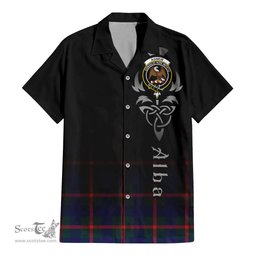 ScotsTee Shop Scottish Agnew Modern Clan Crest Tartan Alba Gu Brath Celtic Inspired Tartan Short Sleeve Shirt