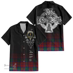 ScotsTee Shop Scottish Auchinleck Clan Crest Tartan Alba Gu Brath Celtic Inspired Tartan Short Sleeve Shirt