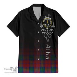 ScotsTee Shop Scottish Auchinleck Clan Crest Tartan Alba Gu Brath Celtic Inspired Tartan Short Sleeve Shirt