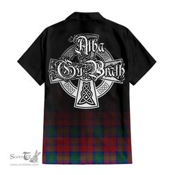 ScotsTee Shop Scottish Auchinleck Clan Crest Tartan Alba Gu Brath Celtic Inspired Tartan Short Sleeve Shirt