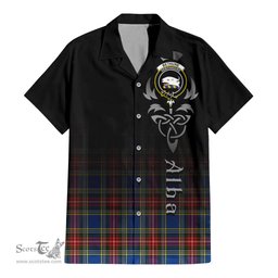 ScotsTee Shop Scottish Bethune Clan Crest Tartan Alba Gu Brath Celtic Inspired Tartan Short Sleeve Shirt