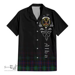 ScotsTee Shop Scottish Calder Modern Clan Crest Tartan Alba Gu Brath Celtic Inspired Tartan Short Sleeve Shirt