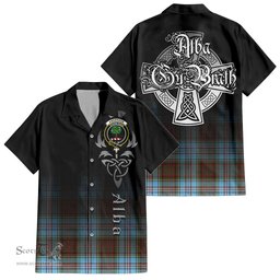 ScotsTee Shop Scottish Anderson Ancient Clan Crest Tartan Alba Gu Brath Celtic Inspired Tartan Short Sleeve Shirt
