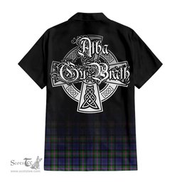 ScotsTee Shop Scottish Baird Modern Clan Crest Tartan Alba Gu Brath Celtic Inspired Tartan Short Sleeve Shirt