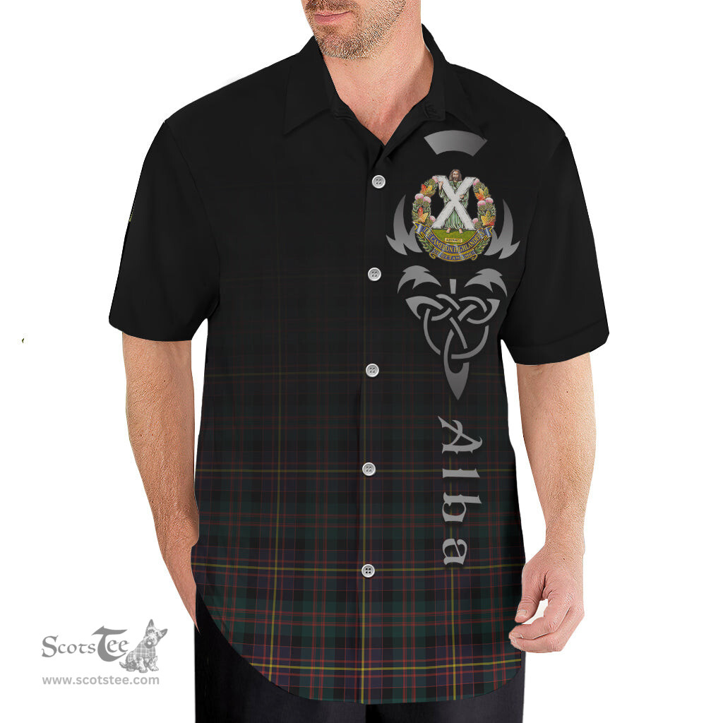 ScotsTee Shop Scottish Cameron Highlanders of Ottawa Clan Crest Tartan Alba Gu Brath Celtic Inspired Tartan Short Sleeve Shirt