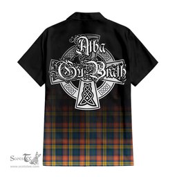ScotsTee Shop Scottish Buchanan Ancient Clan Crest Tartan Alba Gu Brath Celtic Inspired Tartan Short Sleeve Shirt
