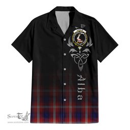 ScotsTee Shop Scottish Ainslie Clan Crest Tartan Alba Gu Brath Celtic Inspired Tartan Short Sleeve Shirt