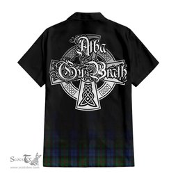 ScotsTee Shop Scottish Baird Clan Crest Tartan Alba Gu Brath Celtic Inspired Tartan Short Sleeve Shirt