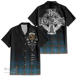 ScotsTee Shop Scottish Agnew Ancient Clan Crest Tartan Alba Gu Brath Celtic Inspired Tartan Short Sleeve Shirt
