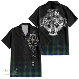 ScotsTee Shop Scottish Alexander Clan Crest Tartan Alba Gu Brath Celtic Inspired Tartan Short Sleeve Shirt