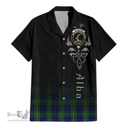 ScotsTee Shop Scottish Alexander Clan Crest Tartan Alba Gu Brath Celtic Inspired Tartan Short Sleeve Shirt