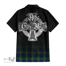 ScotsTee Shop Scottish Alexander Clan Crest Tartan Alba Gu Brath Celtic Inspired Tartan Short Sleeve Shirt