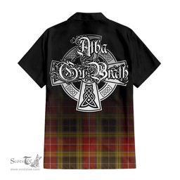 ScotsTee Shop Scottish Buchanan Old Set Weathered Clan Crest Tartan Alba Gu Brath Celtic Inspired Tartan Short Sleeve Shirt