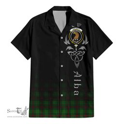ScotsTee Shop Scottish Halkett Clan Crest Tartan Alba Gu Brath Celtic Inspired Tartan Short Sleeve Shirt