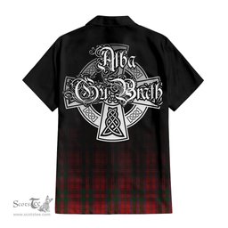 ScotsTee Shop Scottish Dundas Red Clan Crest Tartan Alba Gu Brath Celtic Inspired Tartan Short Sleeve Shirt