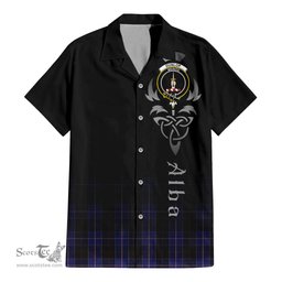 ScotsTee Shop Scottish Dunlop Clan Crest Tartan Alba Gu Brath Celtic Inspired Tartan Short Sleeve Shirt