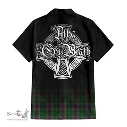 ScotsTee Shop Scottish Gray Hunting Clan Crest Tartan Alba Gu Brath Celtic Inspired Tartan Short Sleeve Shirt